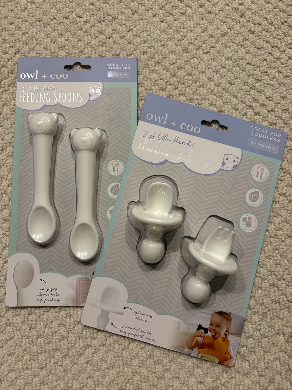 BUNDLE! Owl + Coo Toddler Feeding Spoons & Spoon + Fork Set